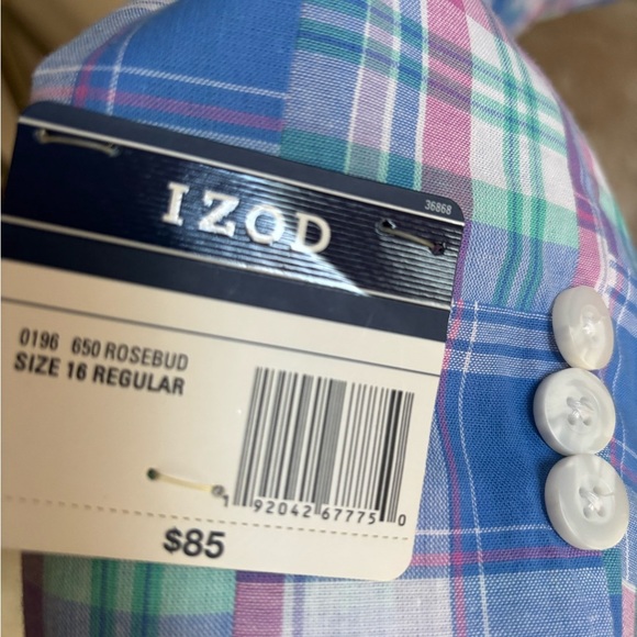IZOD BOYS YOUTH PASTEL BLUE AND PINK PREPPY SPRING SPORTS COAT BLAZER SZ 16 - Picture 4 of 9